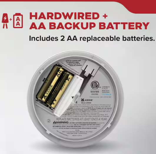 Kidde Hardwired Interconnected Smoke Detector with Photoelectric Sensor, 20SAR