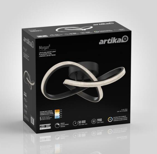 Artika Morgan 13 in. 1 Light Black 5CCT Integrated Selectable LED Flush Mount Ceiling Light