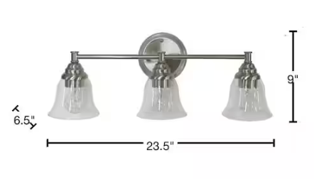 Hampton Bay Marsden 23.5 in. 3-Light Brushed Nickel Transitional Vanity Light with Clear Glass Shades