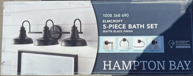 Elmcroft 5-Piece Bath Set Matte Black FInish