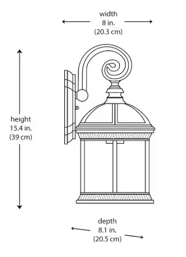 Hampton Bay Wickford 15.4 in. 1-Light Weathered Bronze Hardwired Outdoor Wall Light Lantern Porch Sconce with Clear Glass (2-Pack)