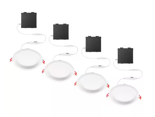 Commercial Electric 6 in. Premium Series Integrated LED Adjustable CCT 2-Level Lumen Select, Baffle Canless Recessed Light, White