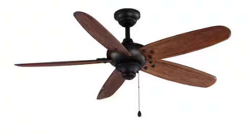 Home Decorators Collection Altura 48 in. Indoor/Outdoor Matte Black Ceiling Fan with Downrod and Reversible Motor; Light Kit Adaptable