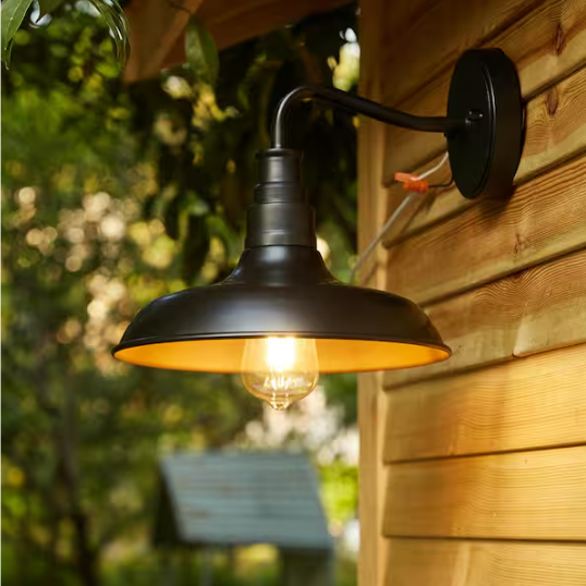 1-Light Matte Black Barn Outdoor Light Wall Mount Sconce Lantern
