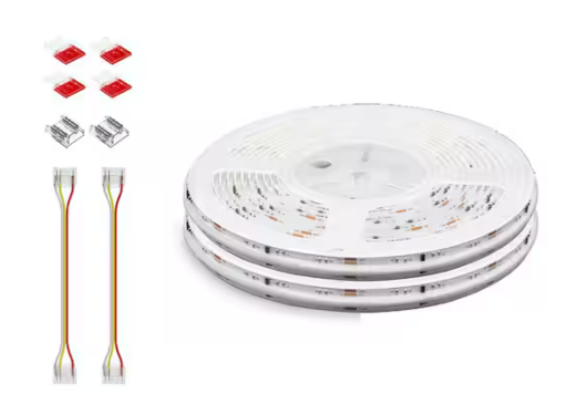 BIBIVIS 32.8 ft. Hardwired RGB Smart IC COB Integrated LED Strip Light, High Density Uniform Tape Light for Bedroom Holiday