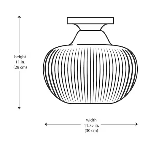 Home Decorators Collection Pompton 12 in. 1-Light Gold Semi-Flush Mount Ceiling Light Fixture with White Ribbed Glass
