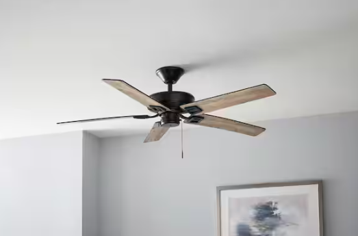 Hampton Bay Bayfield 52 in. Indoor Matte Black Dry Rated Downrod Ceiling Fan with 5 Reversible Blades