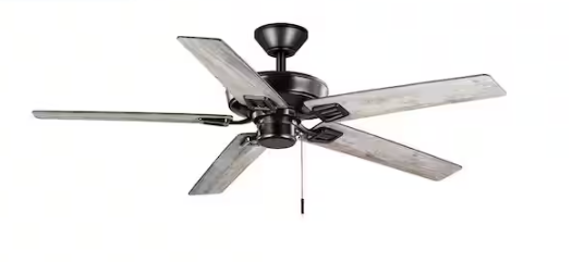 Hampton Bay Bayfield 52 in. Indoor Matte Black Dry Rated Downrod Ceiling Fan with 5 Reversible Blades