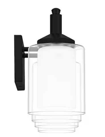 DSI LIGHTING Jaylin 30.75 in. 4-Light Matte Black Vanity Light with Clear and Frosted Glass Shades