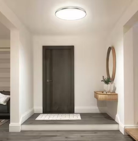 Artika Europa 21 in. Silver LED 3CCT Flush Mount Ceiling Light with Night Light Preset and Remote Included