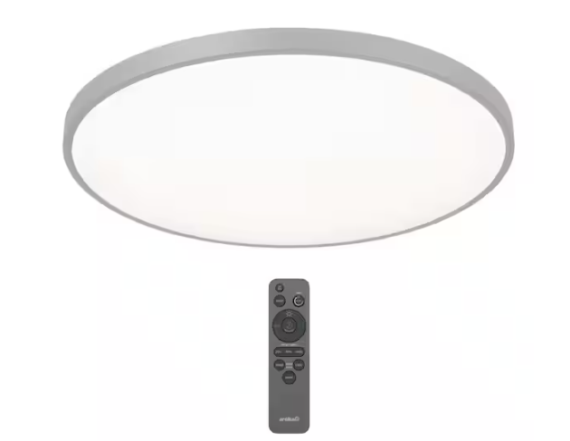 Artika Europa 21 in. Silver LED 3CCT Flush Mount Ceiling Light with Night Light Preset and Remote Included
