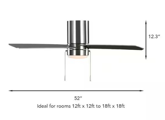 Hampton Bay Scenic 52 in. Integrated LED Indoor Brushed Nickel Hugger Ceiling Fan with Reversible Motor & Reversible Blades Included