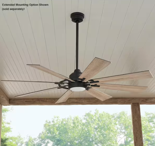 Home Decorators Collection Makenna 60 in. Indoor/Outdoor Matte Black Ceiling Fan with Integrated LED with Light Kit, DC Motor and Remote
