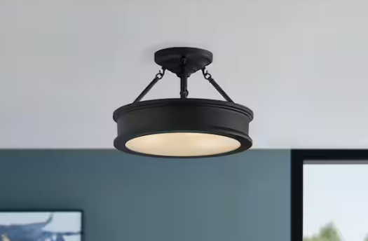 Home Decorators Collection Grafton 15 in. 3-Light Coal Semi-Flush Mount Ceiling Light