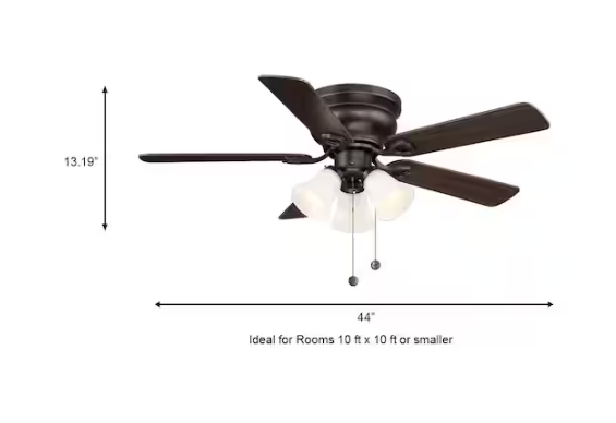 Hampton Bay Clarkston II 44 in. LED Indoor Oil Rubbed Bronze Ceiling Fan with Light Kit
