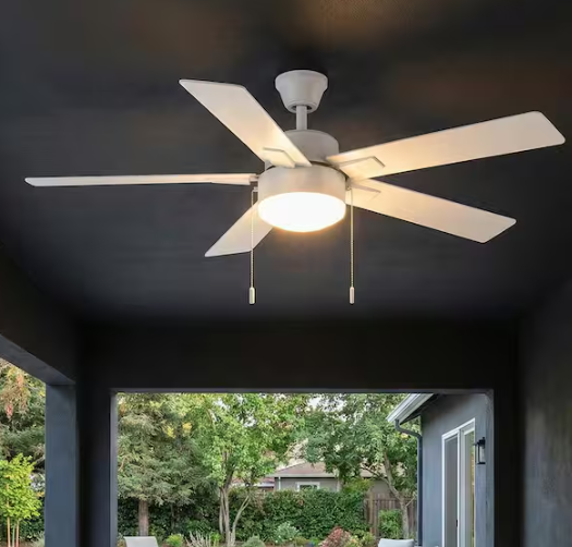 Hampton Bay 52 in. Corwin Indoor/Outdoor Matte White LED Ceiling Fan with Light Kit