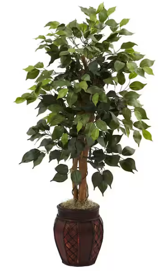Nearly Natural 44 in. Artificial Ficus Tree with Decorative Planter