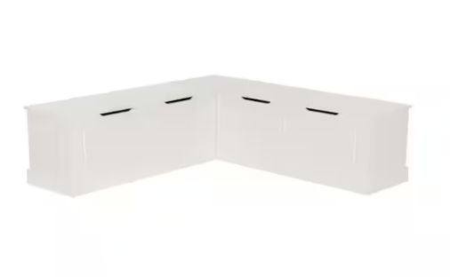 Linon Home Decor Rockhill Corner Nook 62.4 in. White Dining Bench Backless with Storage