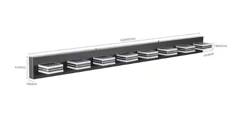 52 in. W 8-Lights Black Vanity Lighting LED Lighting Bathroom Wall Sconce 6000K Dimmable Light Fixtures