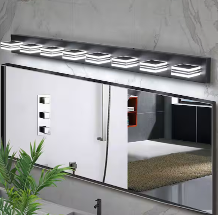 52 in. W 8-Lights Black Vanity Lighting LED Lighting Bathroom Wall Sconce 6000K Dimmable Light Fixtures