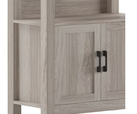 Martha Stewart - Hutton Gray Wash 4 Tier Shaker Style Bookcase with Cabinet