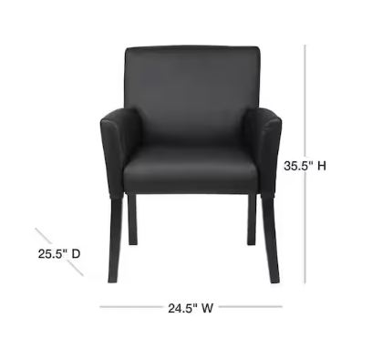 BOSS Office Products Designer Guest Chair Black Vinyl Black Comfort Cushions