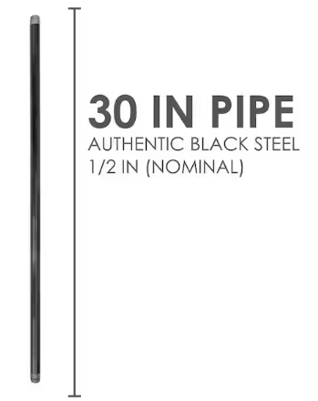 PIPE DECOR 1/2 in. x 30 in. Black Industrial Steel Grey Plumbing Pipe (4-Pack)