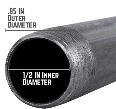 PIPE DECOR 1/2 in. x 30 in. Black Industrial Steel Grey Plumbing Pipe (4-Pack)