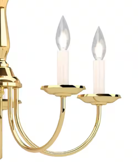 Volume Lighting- 5-Light Polished Brass Interior Chandelier