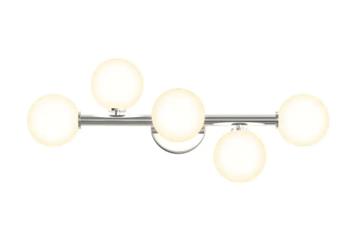 Artika - Bloom 27 in. 5-Light Chrome LED Modern Bath Vanity Light Bar for Bathroom with Frosted Glass Shades