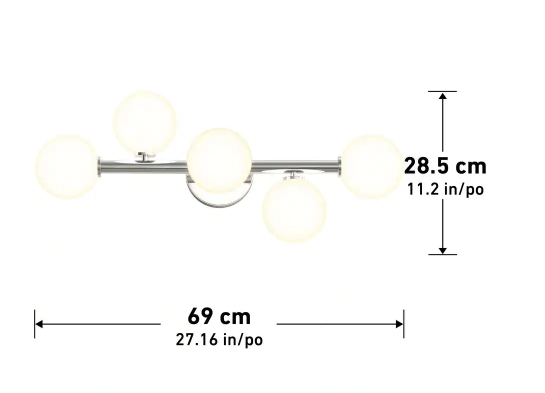 Artika - Bloom 27 in. 5-Light Chrome LED Modern Bath Vanity Light Bar for Bathroom with Frosted Glass Shades