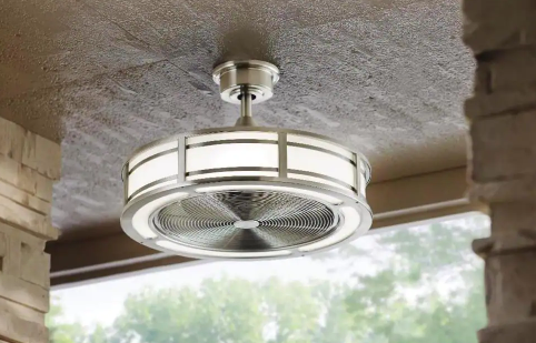 Brette II 23 in. LED Indoor/Outdoor Brushed Nickel Ceiling Fan with Light and Remote Control