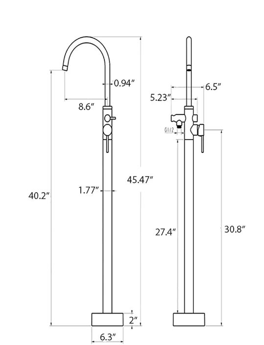 AKDY - 1-Handle Freestanding Floor Mount Tub Faucet Bathtub Filler with Hand Shower in Brush Nickel