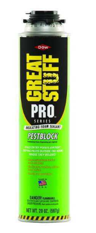 Pest Control Spray Foam Sealant, 20 oz, Aerosol Can, Gray, 1 Component