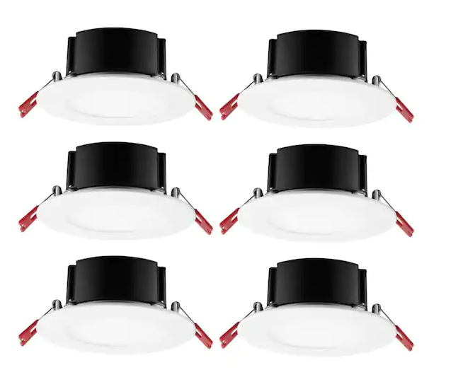 Commercial Electric- Box on Top Integrated LED 4 in Round Canless Recessed Light for Kitchen Bathroom Livingroom, White Soft White 6-Pack