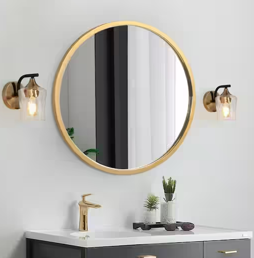 Jallie Classic 1-Light Brass Gold Water Glass Wall Sconce, Contemporary Cylinder Vanity Light Black Wall Light