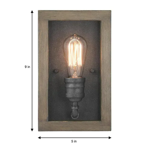 Palermo Grove 7 in. 1-Light Gilded Iron Farmhouse Sconce with Rustic Painted Walnut Wood Accents