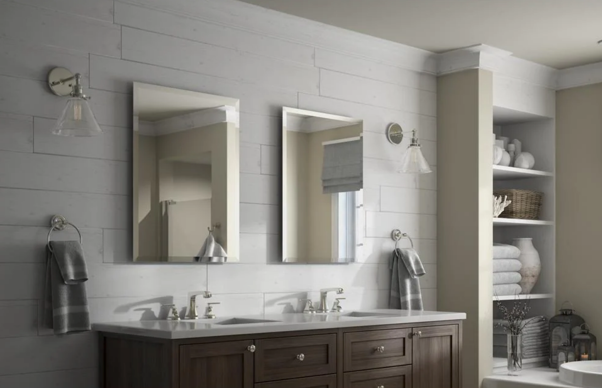 Delta - 24 in. W x 31 in. H (M1) Frameless Rectangular Deluxe Glass Bathroom Vanity Mirror