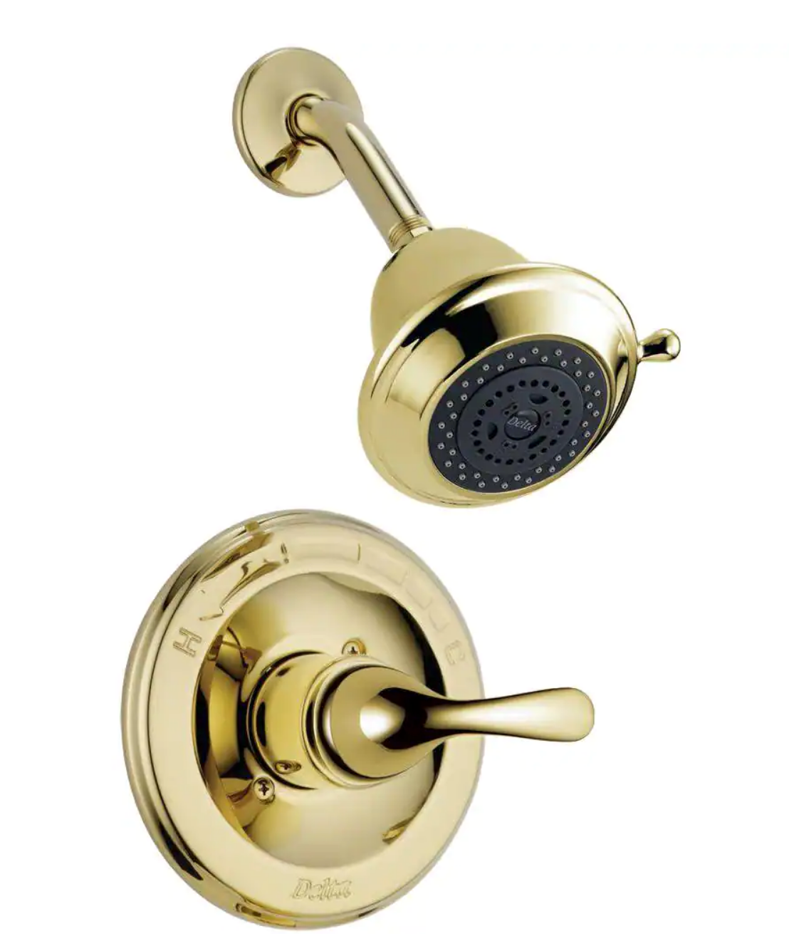 Delta - Classic 1-Handle Shower Faucet Trim Kit in Polished Brass (Valve Not Included)